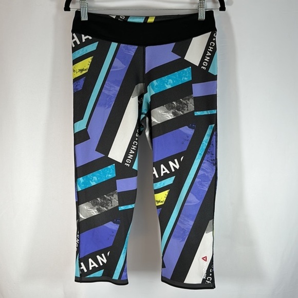 Reebok Black & Purple Cropped Athletic Leggings - Picture 2 of 8